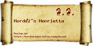 Hordós Henrietta névjegykártya