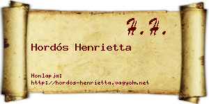 Hordós Henrietta névjegykártya