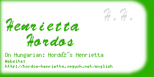 henrietta hordos business card